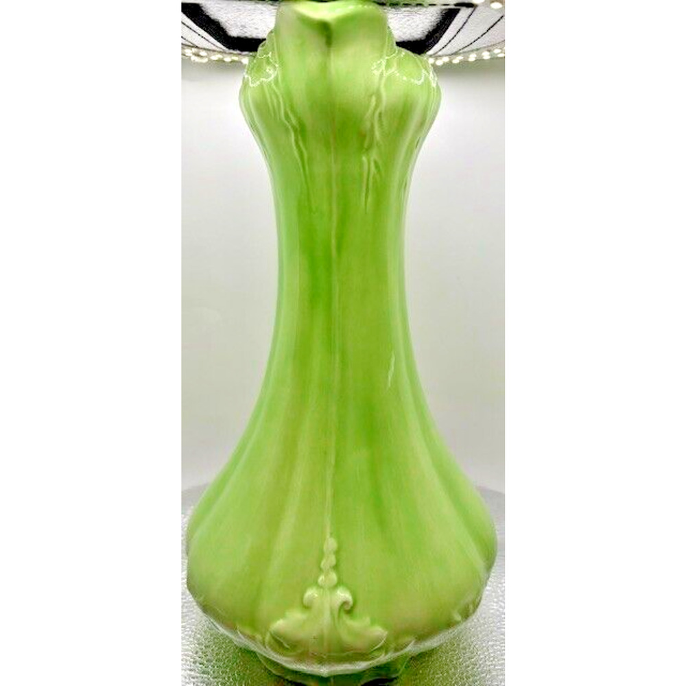 Victorian Style GREEN Ornate Ceramic Pitcher with Wash Basin Hand Painted - Picture 4 of 11